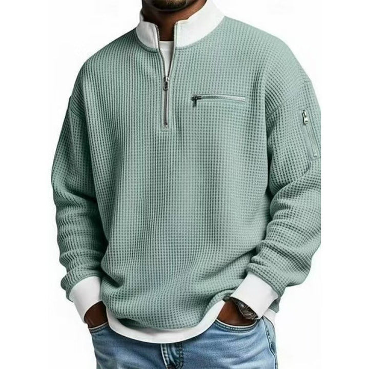 Mænds sweatshirt med høj krave og praktisk lynlås Skovae