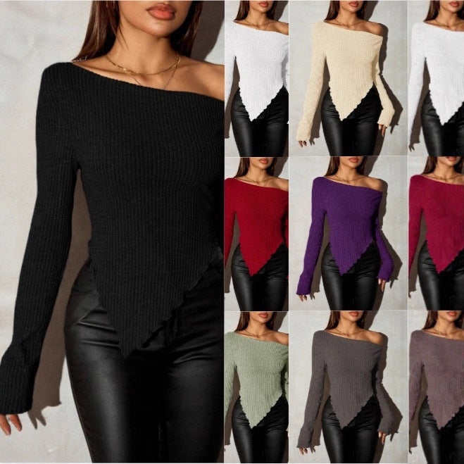 Damer Asymmetrisk Strik Sweater Stilla