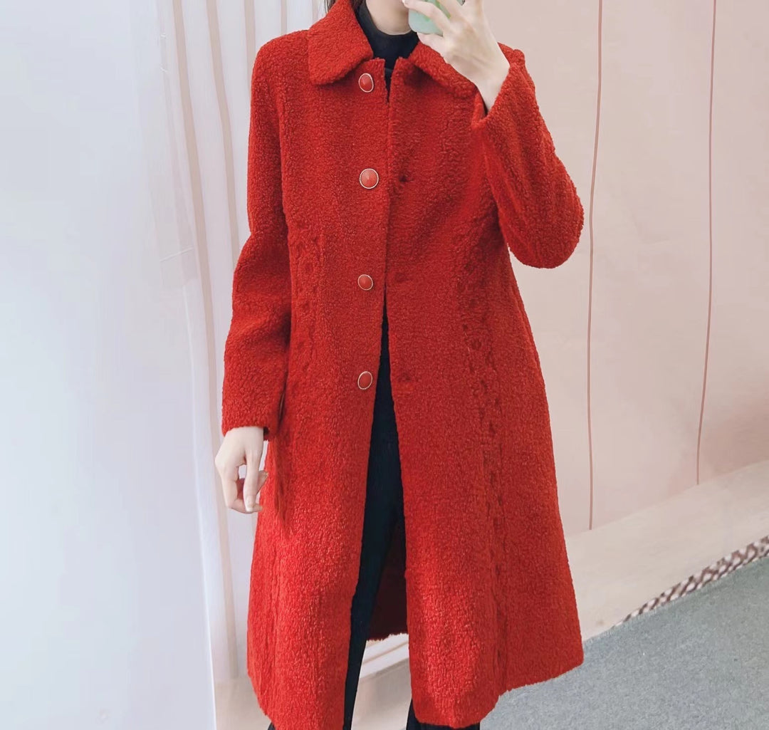 Dame Teddy-frakke med fashionable knapdetaljer og sidelommer Stilla