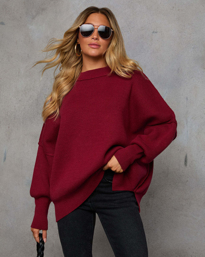Dame Stor, afslappet sweater med stilfuldt ribmønster Stilla