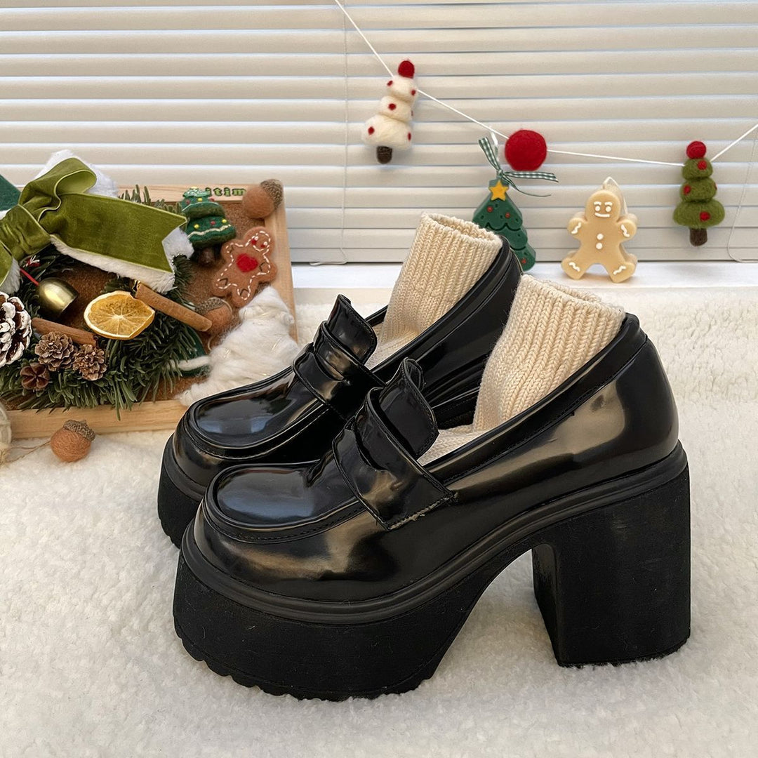 Dame Chunky Loafers med lagdelt plateau og elegant blokhæl Stilla