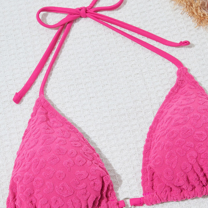 Dame Triangle Textureret Bikini Sæt Stilla