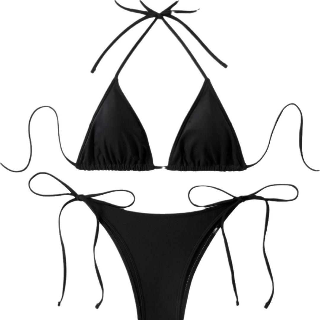 Dame Triangle Tie-Front Bikini Sæt Stilla