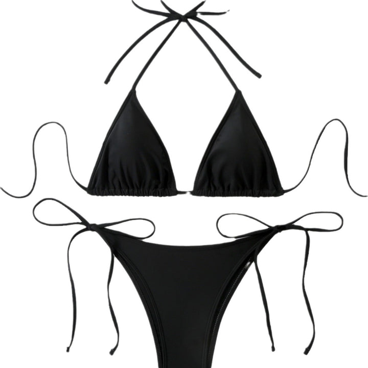 Dame Triangle Tie-Front Bikini Sæt Stilla
