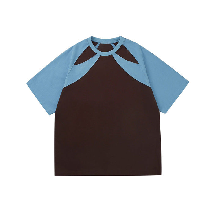 Dame farveblokeret afslappet T-shirt med unikt cut-out-design Stilla