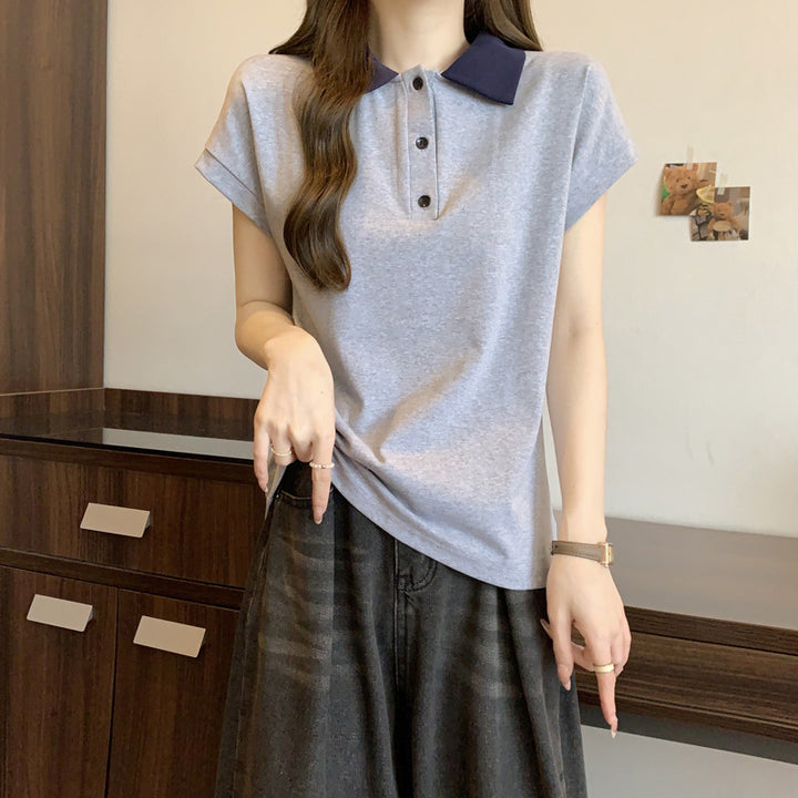 Dame Casual Polo-Shirt med kontrastkrave Stilla