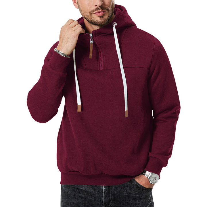 Herre hoodie med kort lynlås og blødt fleece-materiale Stilla