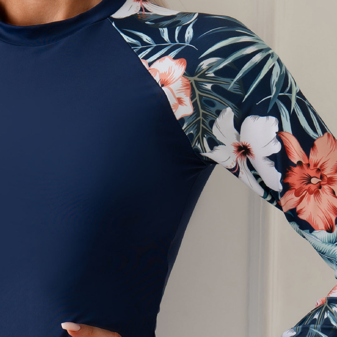 Dame Floral Print Rash Guard og Shorts Sæt Stilla