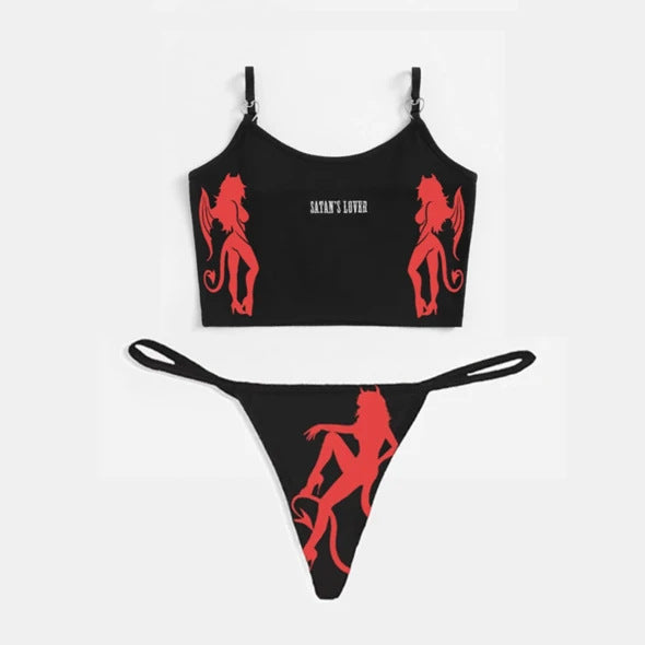Dame Bandeau Bikini-sæt med iøjnefaldende grafiktryk Skovae