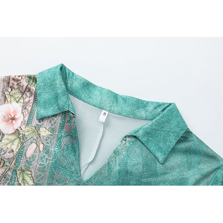Dame Polo Kjole med blomstret Broderimønster Stilla