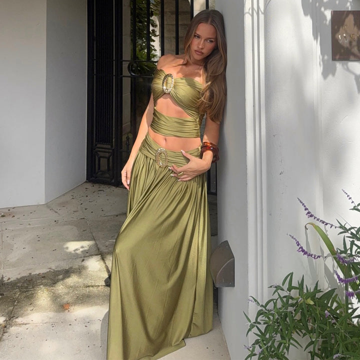 Kvinder To-delt Maxi Kjole med Sofistikeret Design og Elegante Detaljer Skovae