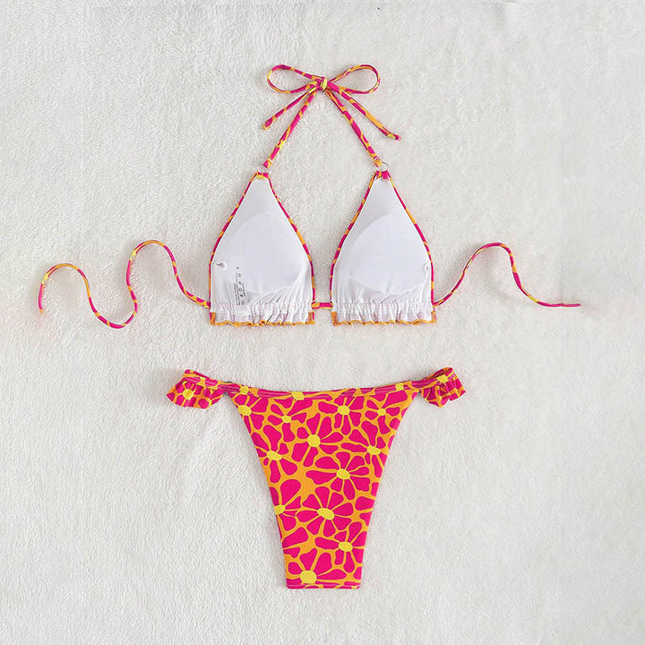 Dame Triangel-Bikini med legende blomsterdesign Skovae