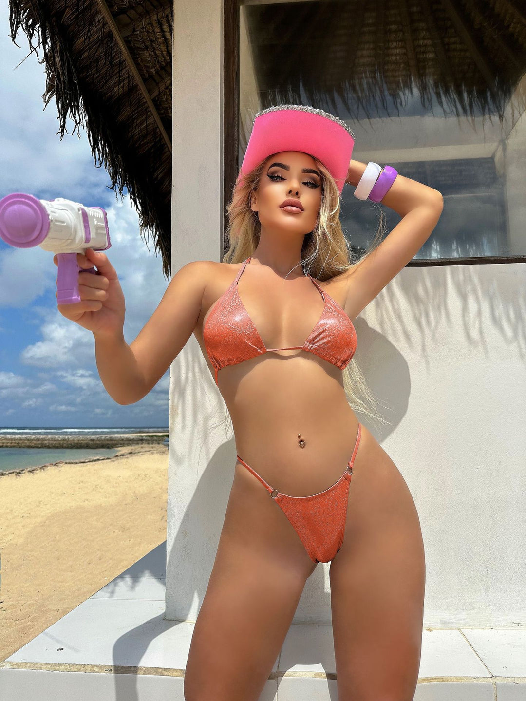 Dame Micro-Bikini-Sæt med glitrende detaljer og justerbare stropper Stilla