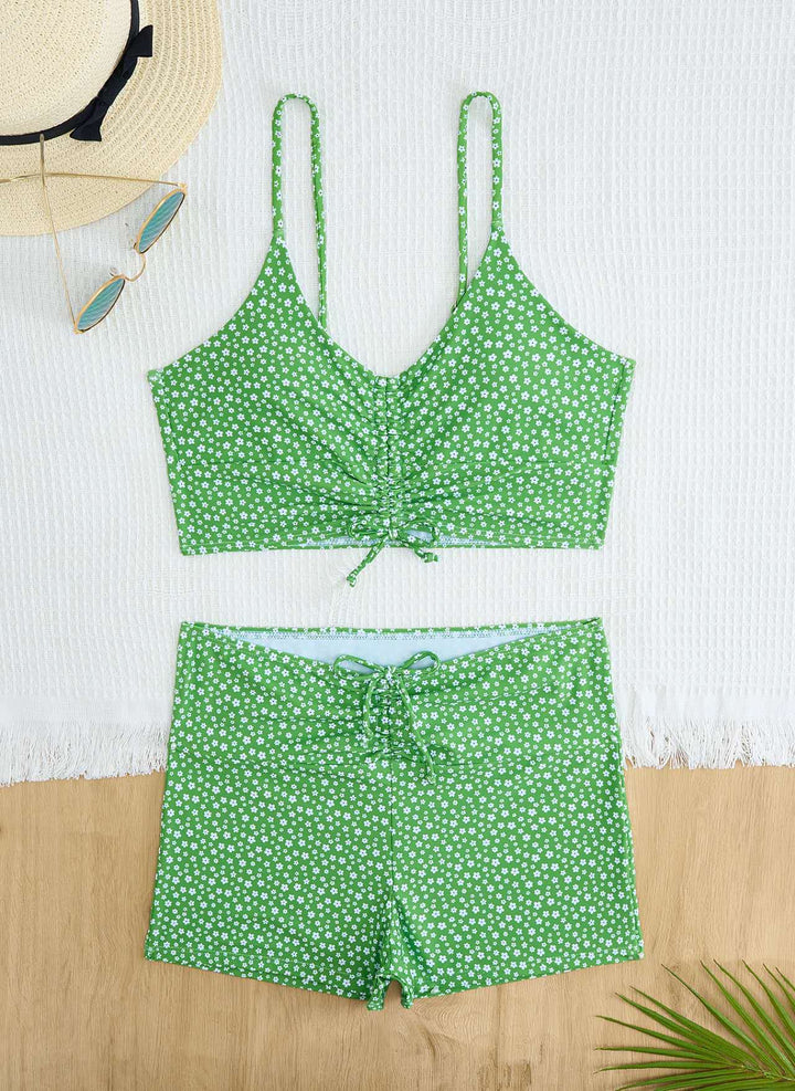 Dame bikini med blomstret flæse design og justerbare stropper Skovae