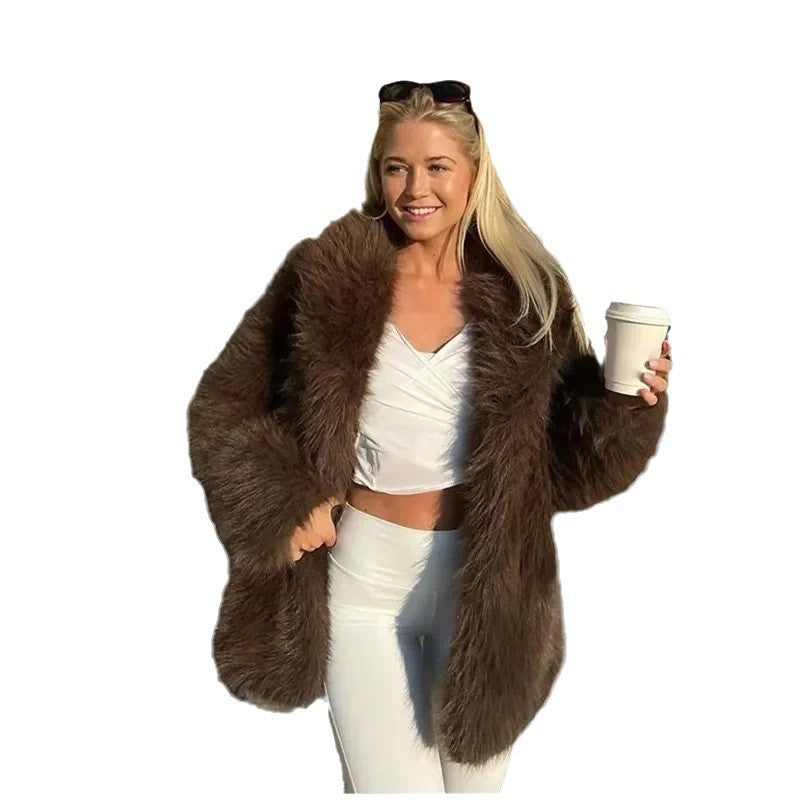 Kvinders luksuriøse faux fur jakke med voluminøse ærmer Stilla