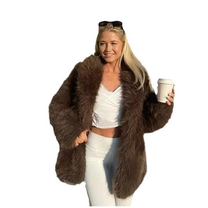 Kvinders luksuriøse faux fur jakke med voluminøse ærmer Stilla