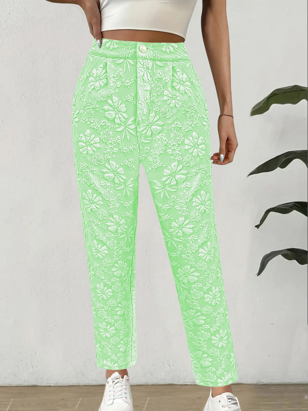 Dame Floral Print Afslappet Fit Bukser Stilla