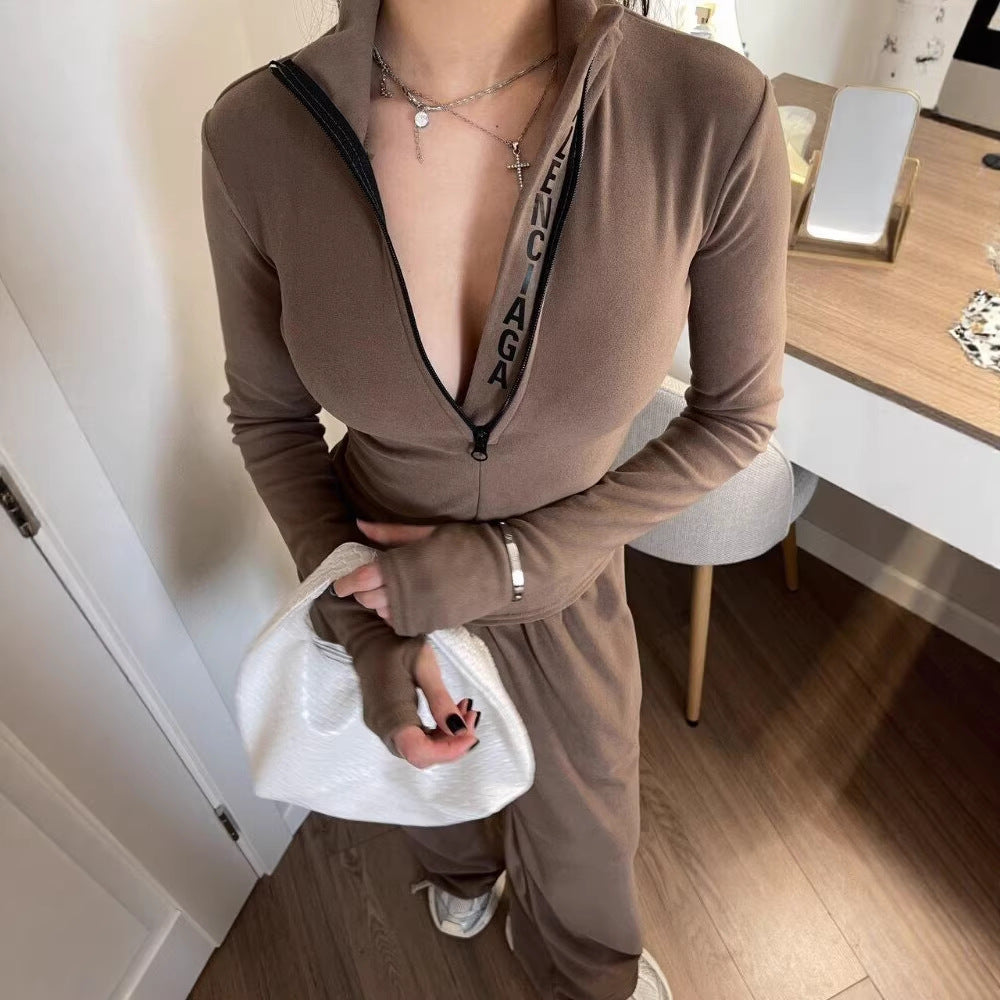 Dame tracksuit med fashionable lynlås og lange ærmer Skovae