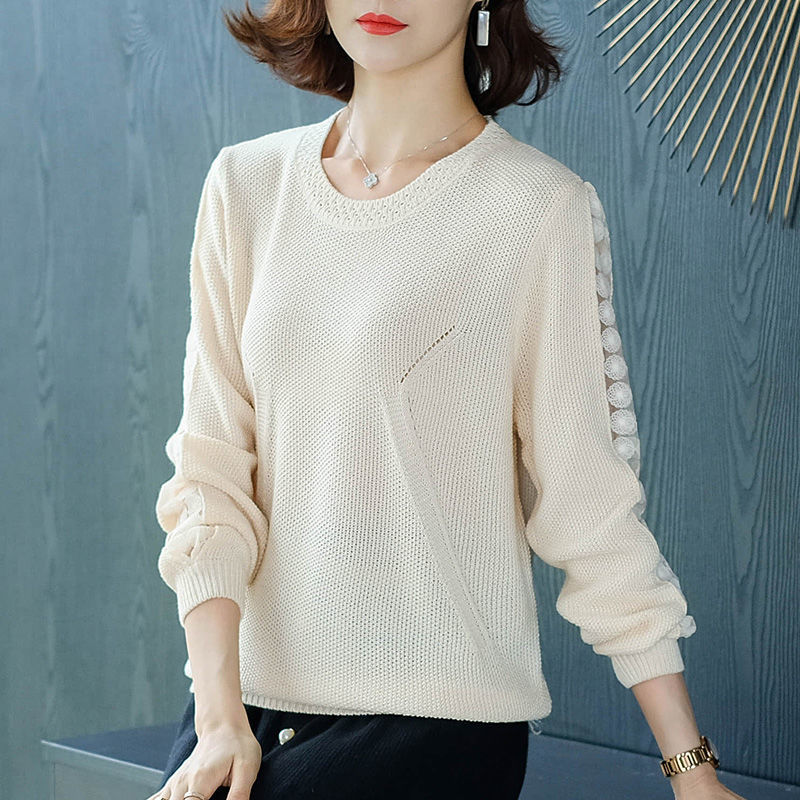 Dame Elegant Strik Sweater med Gittermønster Stilla