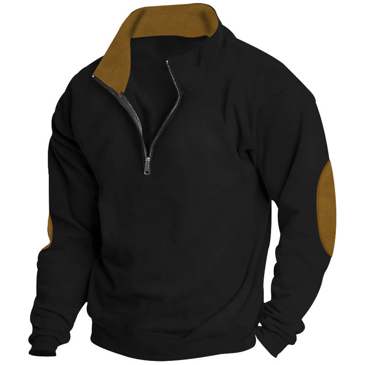 Herrer sporty fleece-pullover med høj lukket krave og lynlås Stilla