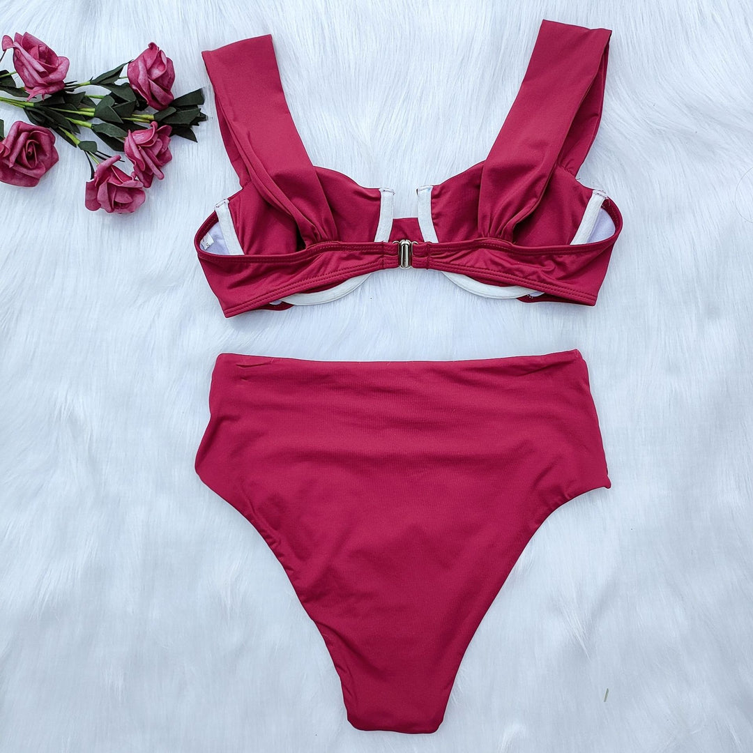 Dame Højskåret Bikini-Sæt med innovativt Design Skovae