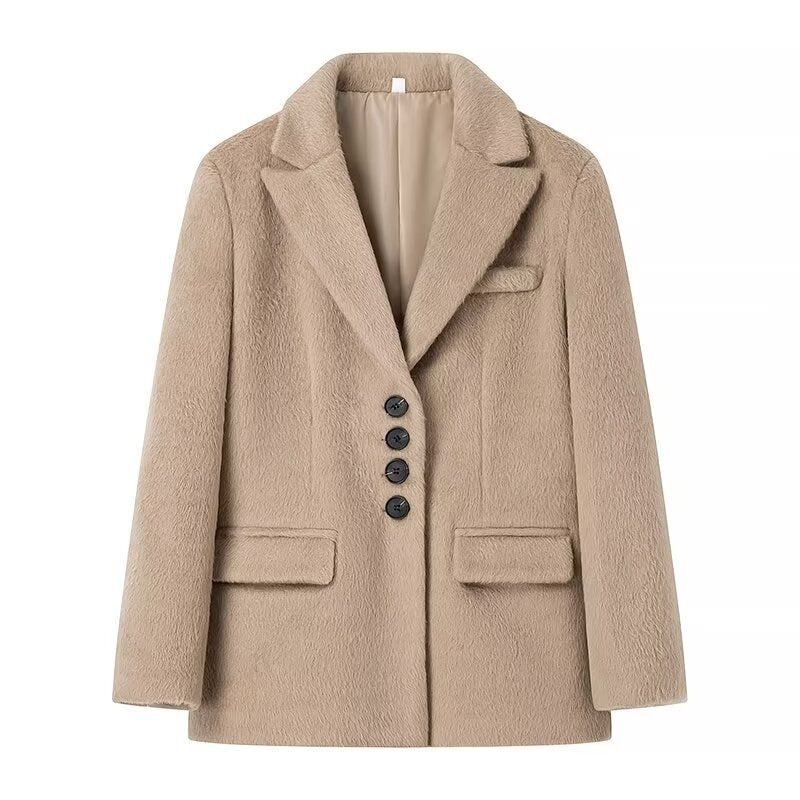 Kvinders fashionable teddy blazer med elegant knapstolpe Stilla