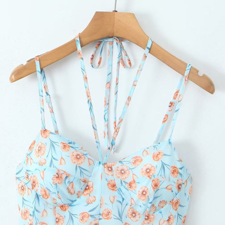 Dame Playsuit med blomsterprint og justerbare stropper Stilla