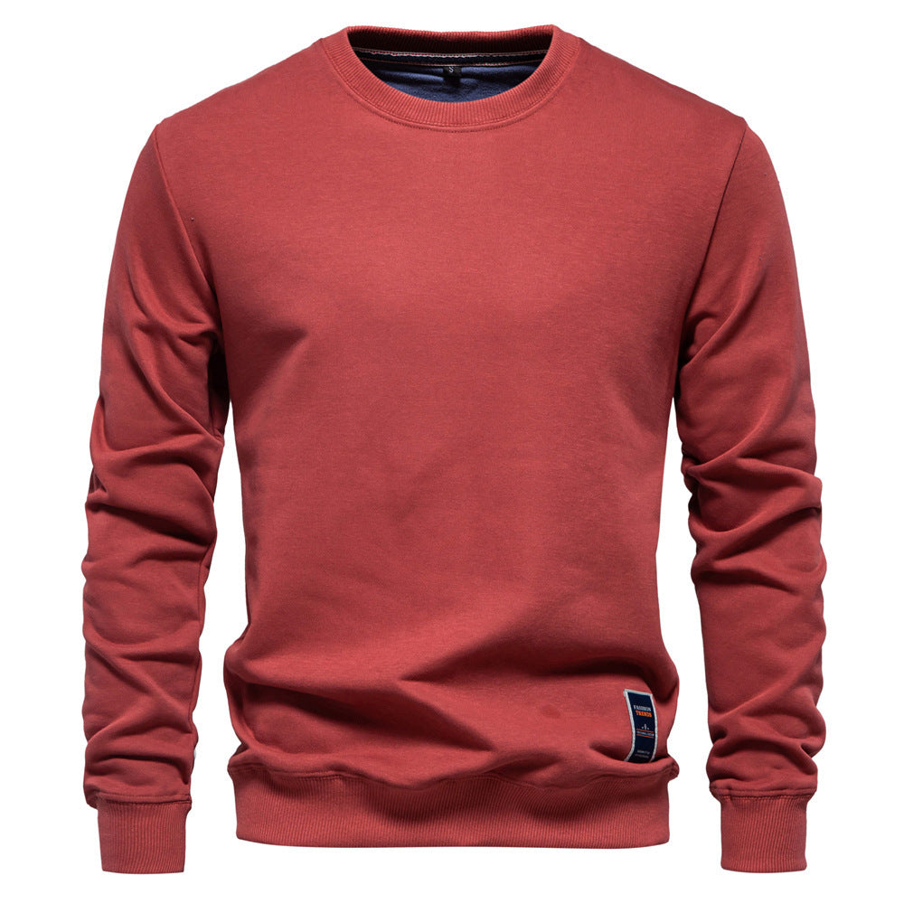 Herrer nan klassisk rundhals-sweatshirt lavet af tung bomuldsblanding med børstet inderside og ribbede manchetter Skovae
