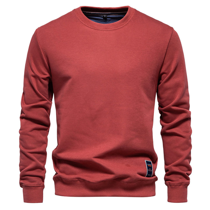 Herrer nan klassisk rundhals-sweatshirt lavet af tung bomuldsblanding med børstet inderside og ribbede manchetter Skovae