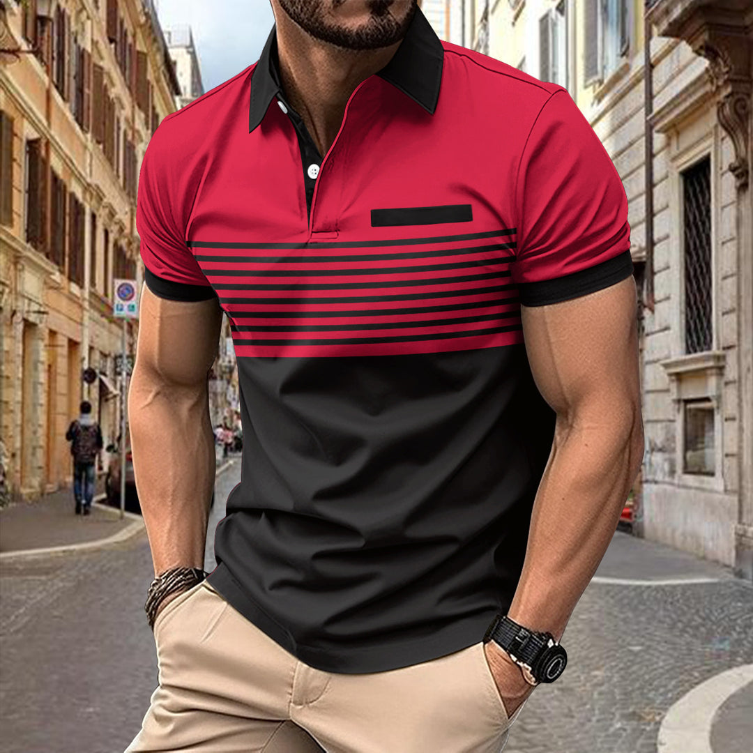 Herrer Poloshirt med struktureret stribemønster og moderne krave Stilla