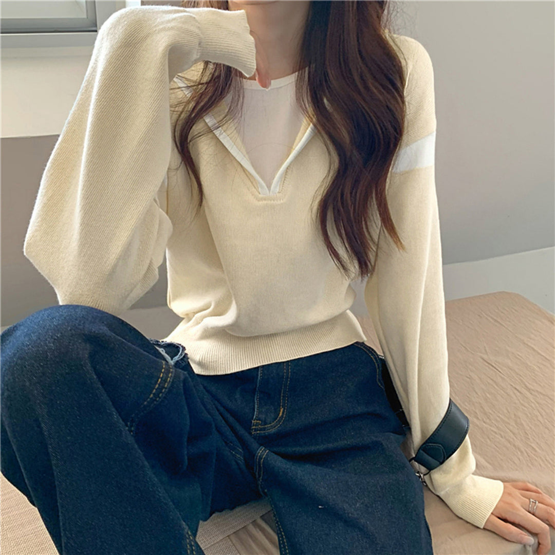 Kvinders afslappede sweater med V-hals og oversize pasform Stilla