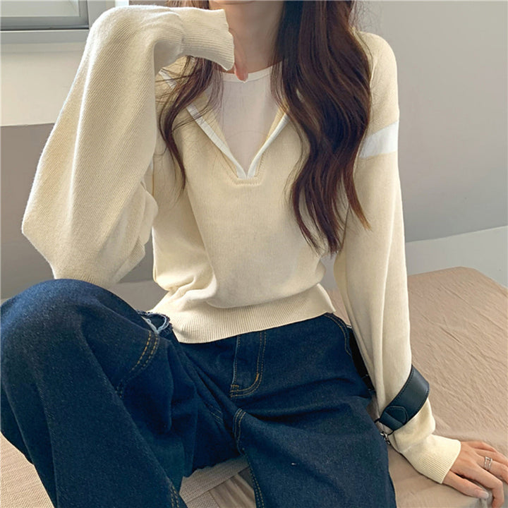 Kvinders afslappede sweater med V-hals og oversize pasform Stilla