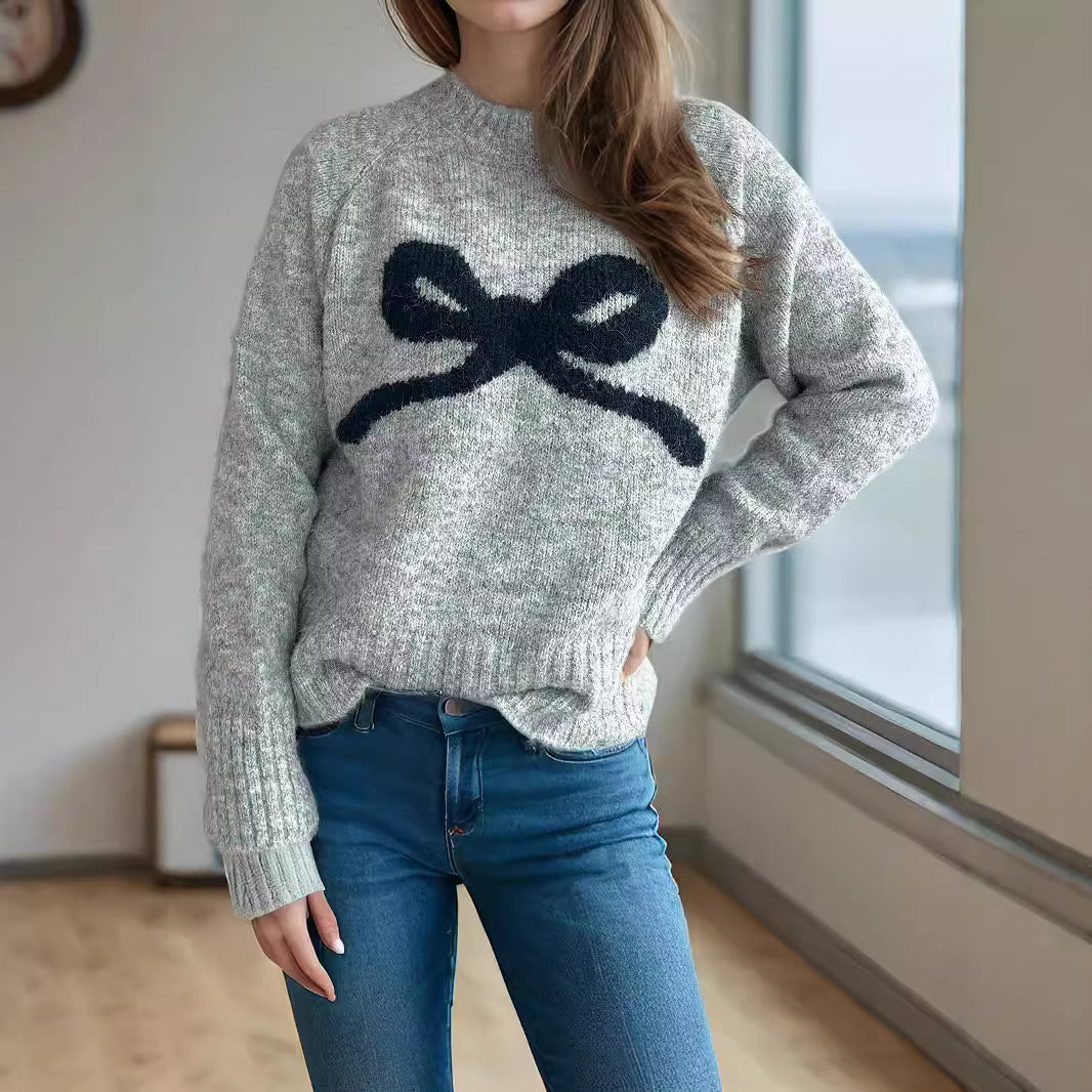 Kvindernes hyggelige sweater med sløjfemotiv Stilla