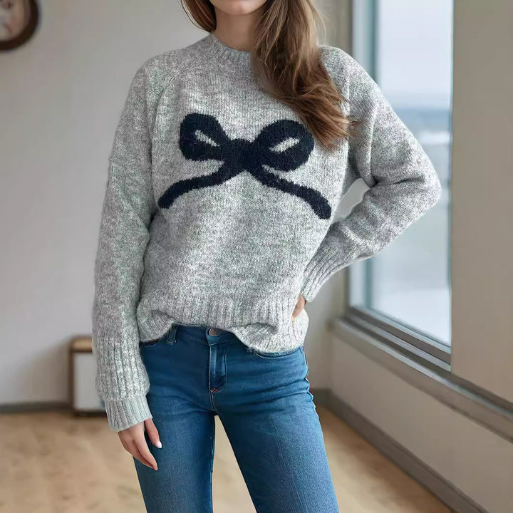 Kvindernes hyggelige sweater med sløjfemotiv Stilla