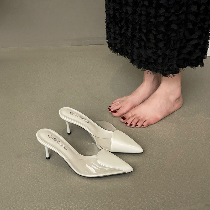 Dame elegante transparente pumps med moderne spidse tå og delikat plateau Stilla