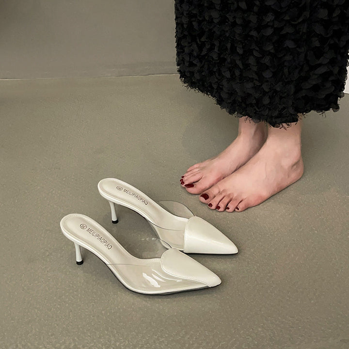 Dame elegante transparente pumps med moderne spidse tå og delikat plateau Stilla