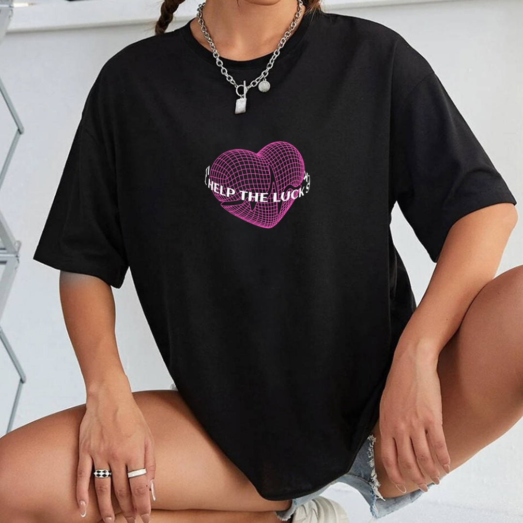 Dame afslappet T-shirt med kreativt grafikdesign Stilla