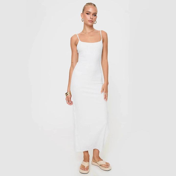 Dame Rib-Spaghetti-Rem Maxi Kjole Stilla