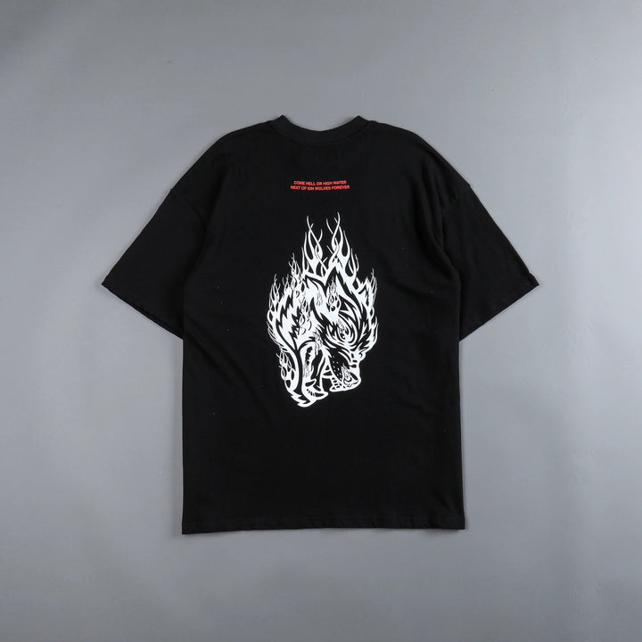 Herrer Grafik T-shirt med iøjnefaldende ulvedesign og løs pasform Stilla