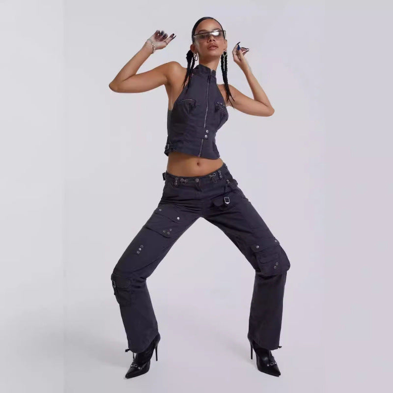 Dame Utility-inspireret cropped Jakke Stilla