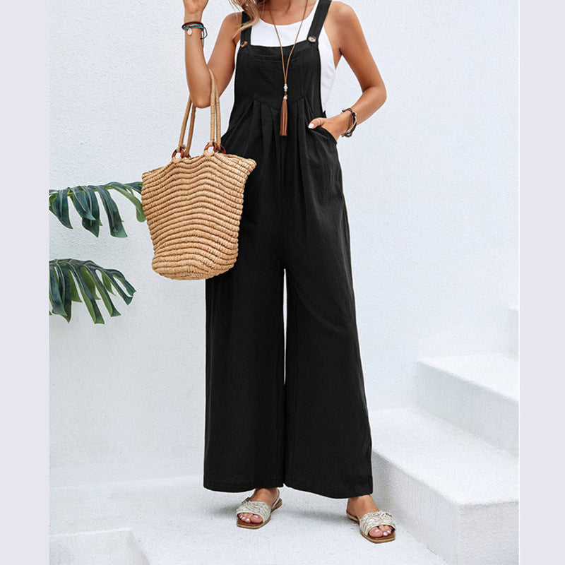 Dame bred overalls med afslappet snit og raffinerede detaljer Stilla