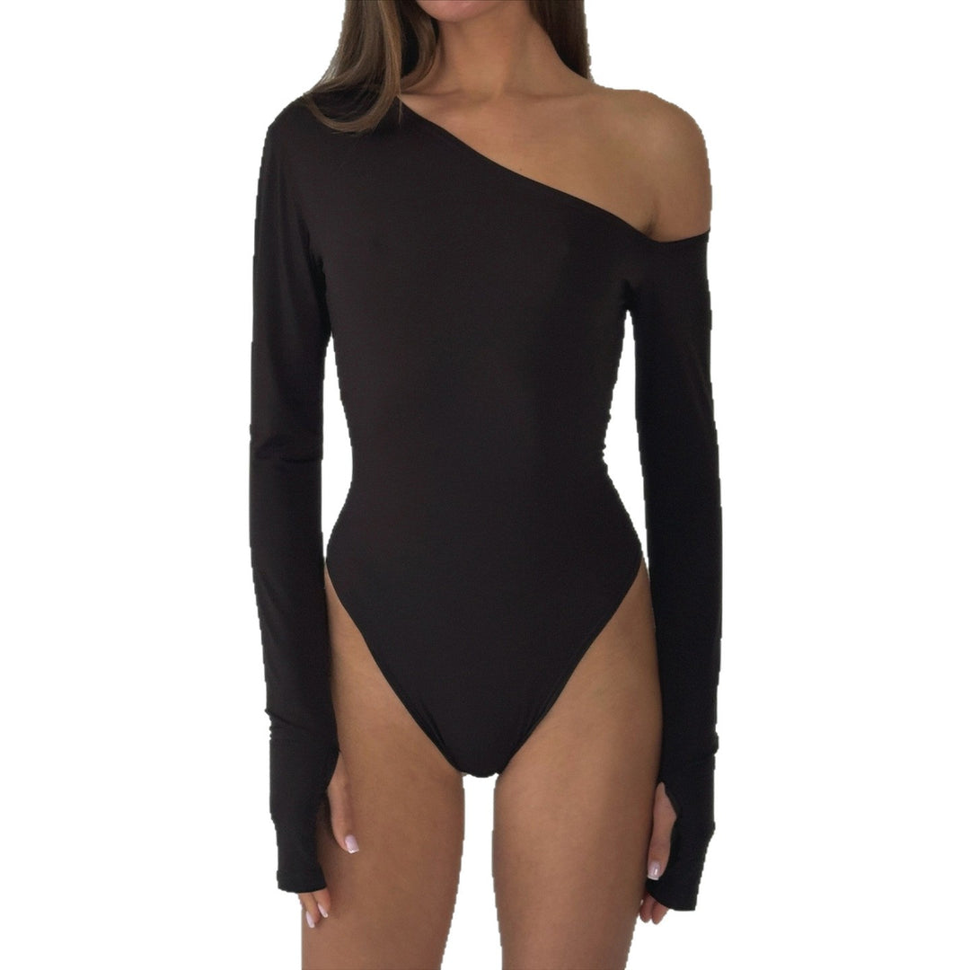 Dame Langærmet Bodysuit med smart Off-Shoulder Design og tætsiddende Silhouette Skovae