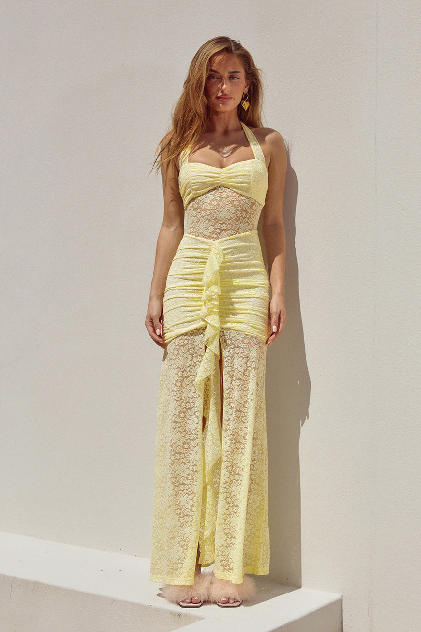 Femme Elegante Spids Accent-Maxi-Kjole Stilla