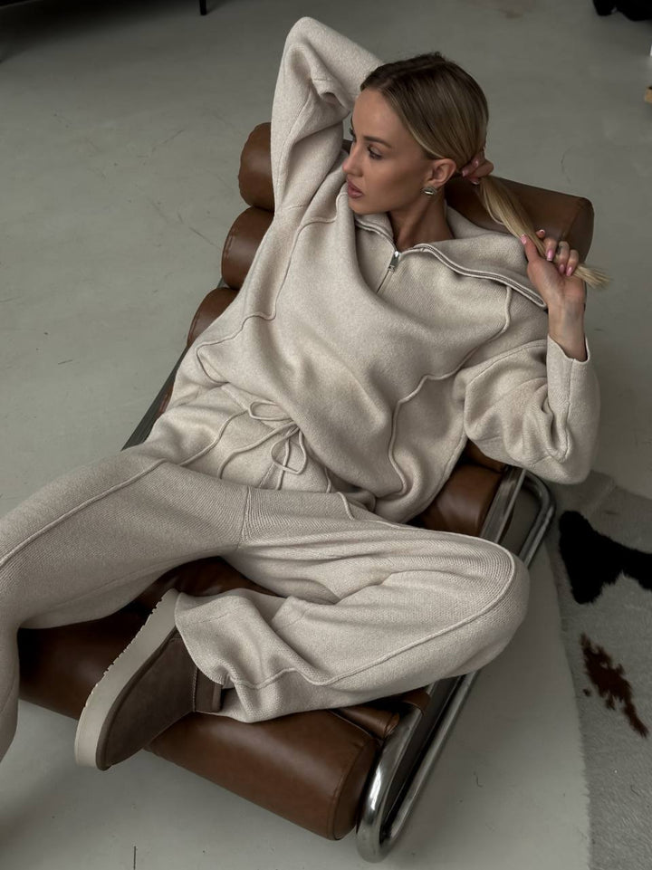 Kvinder Casual Sweatshirt og Joggingbukser Sæt med Lynlås og Behagelig Talje Stilla