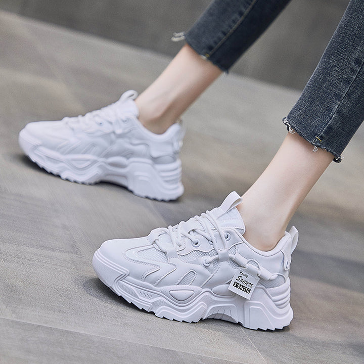 Dame nan klumpede sports sneakers med ekstra høj profilsål og åndbart netfór Skovae