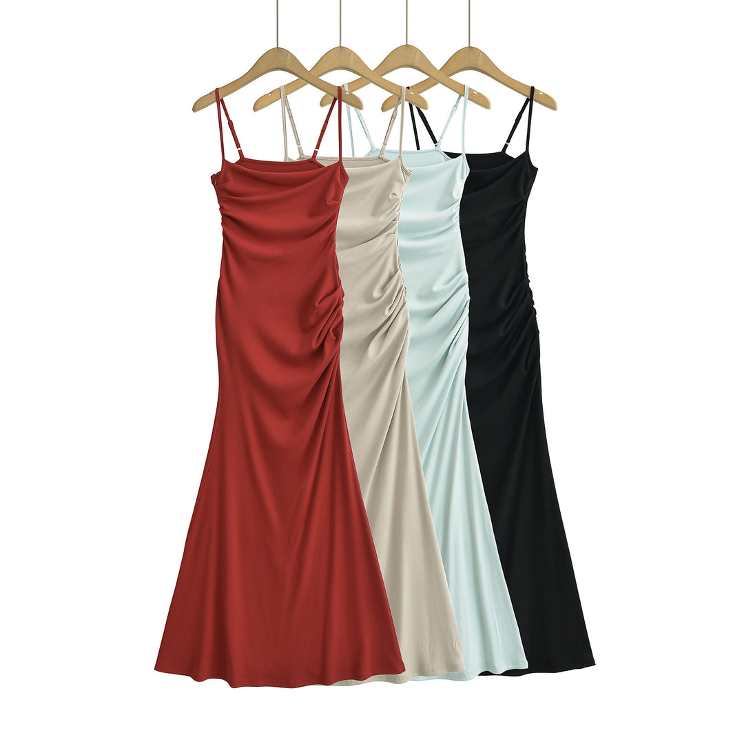 Dame elegant Maxikjole med raffinerede draperinger og svajende kant Stilla