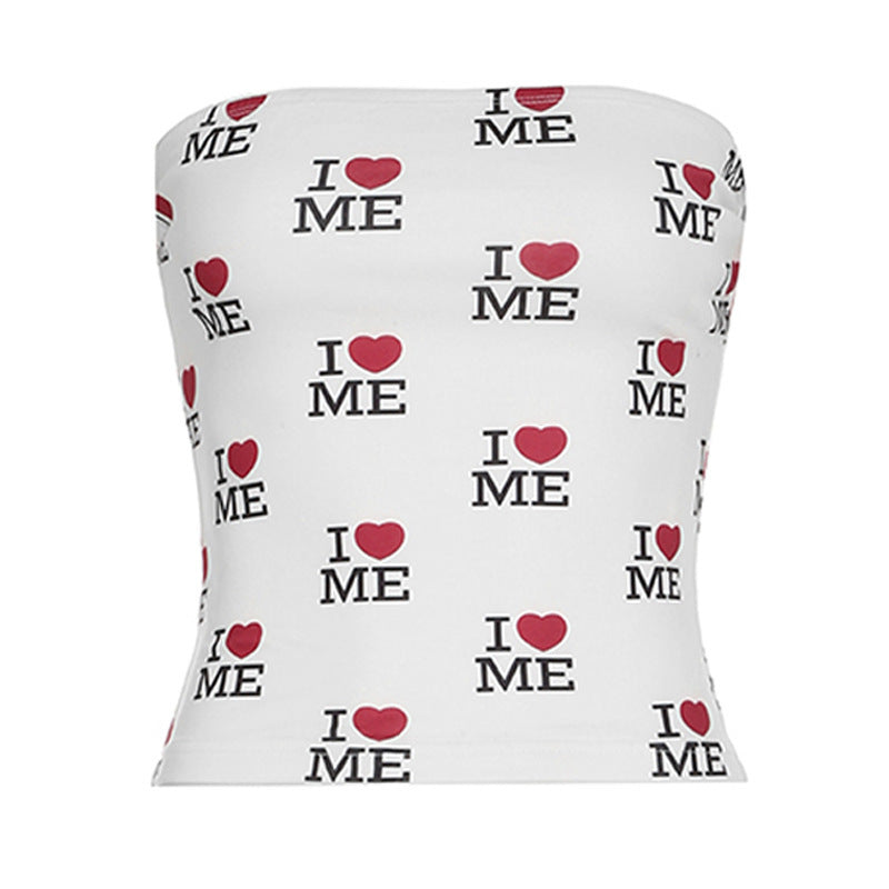Dame Bandeau-Shirt med kreativ tekst Stilla