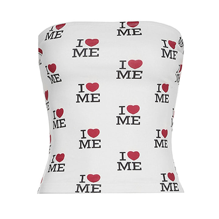 Dame Bandeau-Shirt med kreativ tekst Stilla