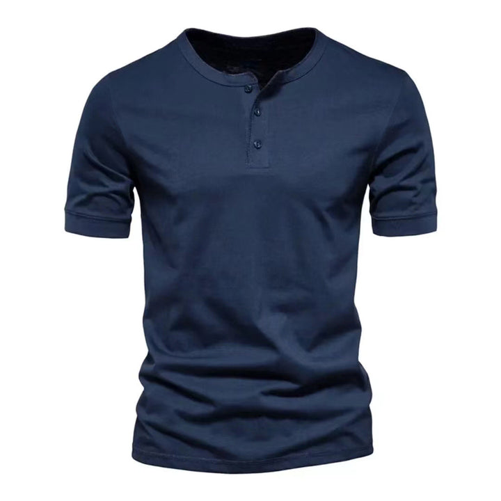 Herrer Kortærmet Henley-T-shirt med moderne knaplukning og afslappet pasform Stilla