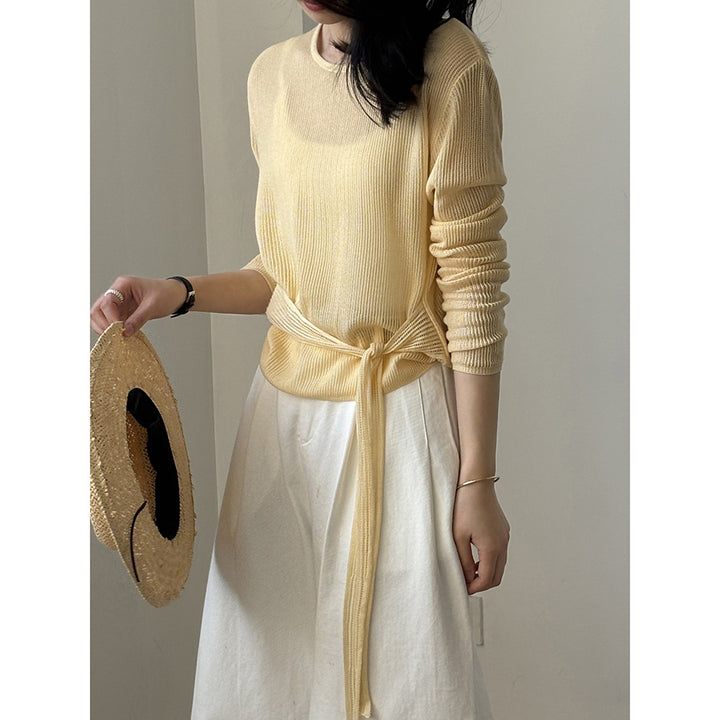 Dame afslappet sweater med bæltebinding Stilla